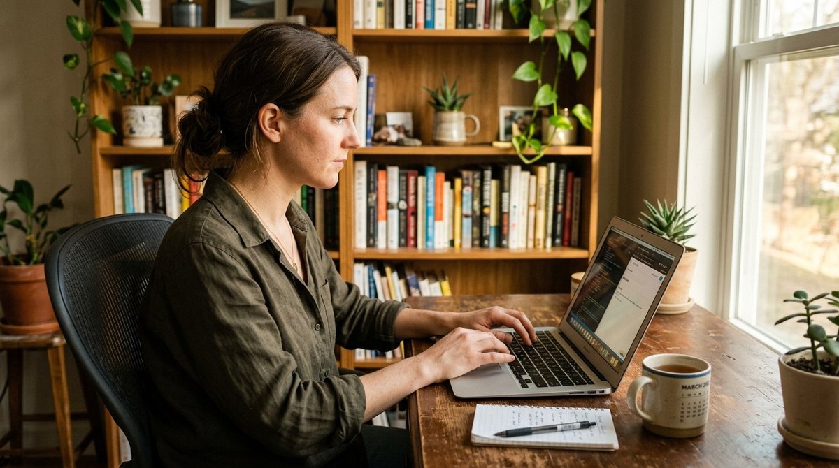 Completar formulario de compra de dominio en pantalla de laptop durante checkout