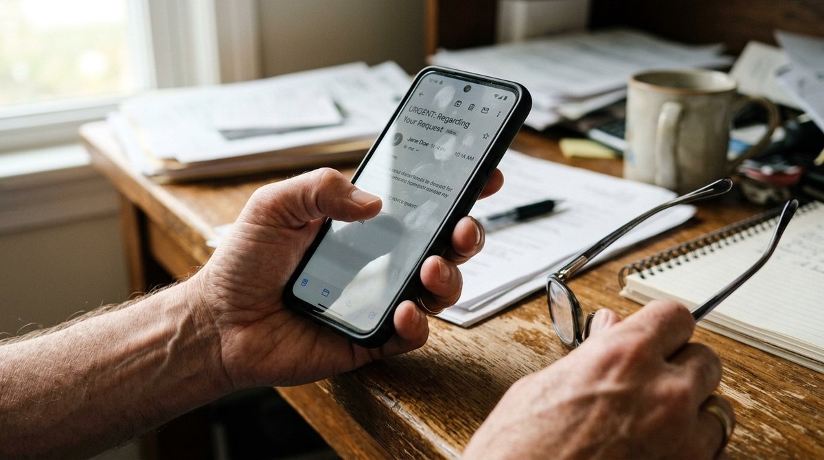 Notificación de renovación de dominio en smartphone mostrando incremento de precio