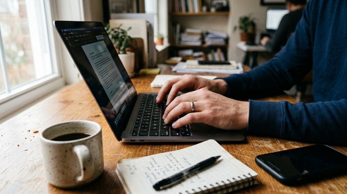 Propietario de negocio local diseñando su presencia digital con sitio web optimizado para captar clientes en Extremadura Empresario trabajando en página web profesional para negocio en Extremadura