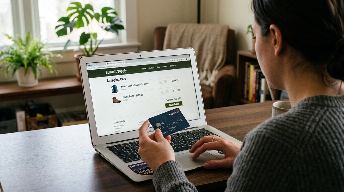 Sitio web de comercio electrónico con diseño poco profesional y navegación confusa